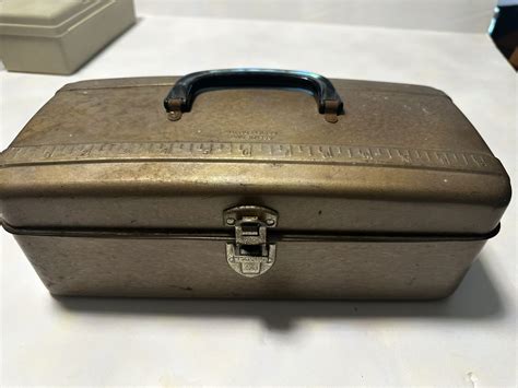 vintage union steel tackle box|Antique Union Steel Fishing Tackle Box, Circa 1930.